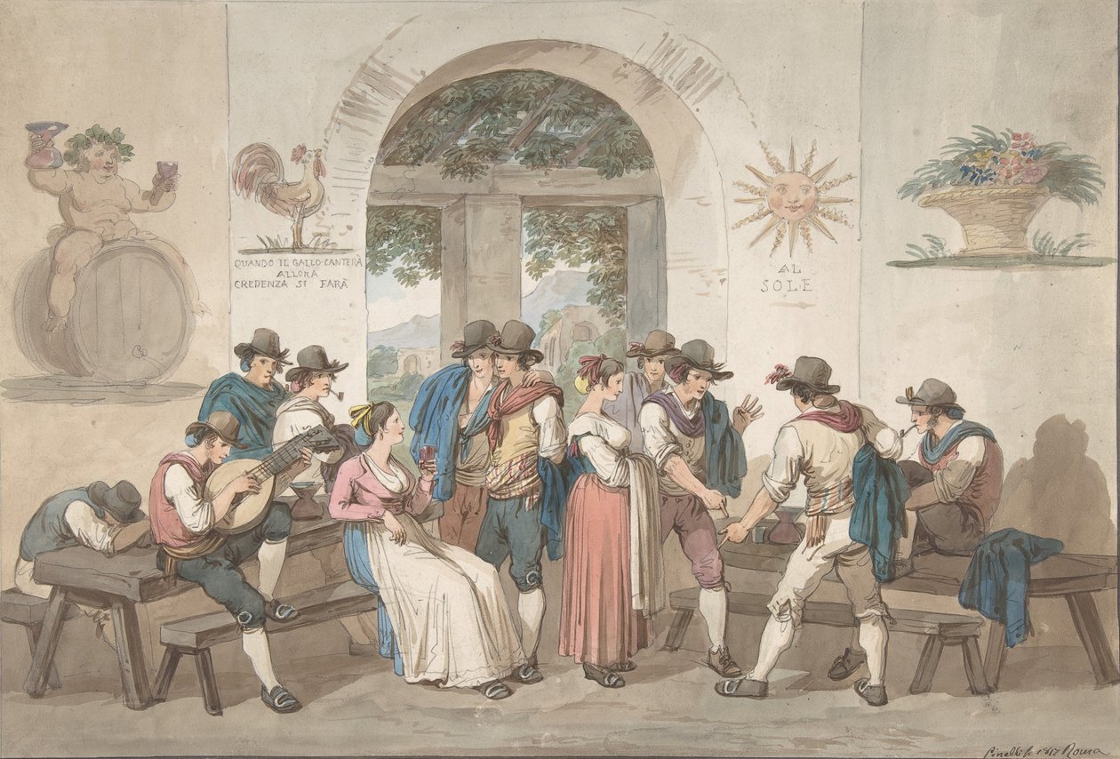 एक रोमन इन का इंटीरियर, 1817., 1817। द्वारा बार्टोलोमो पिनेली