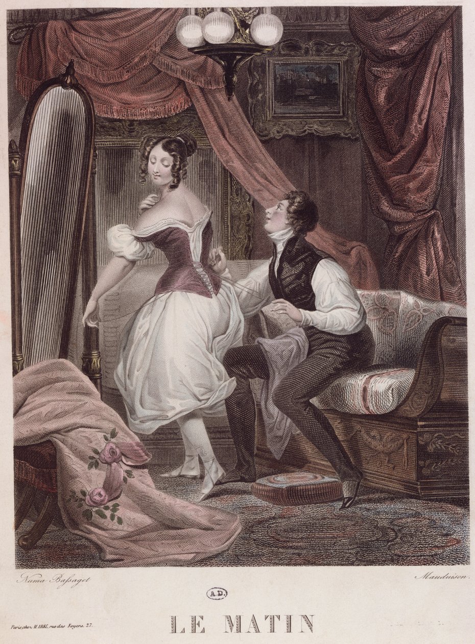 सुबह, &39;ले कोर्सेट&39;, पब से लियोन मौडिसन द्वारा उकेरी गई। Mirel द्वारा, c.1824-30 द्वारा बासगेट नुमा
