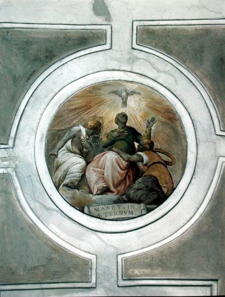 एक गुण का प्रतिनिधित्व, ग्रिमनी चैपल (फ्रेस्को) की छत से विस्तार द्वारा बतिस्ता फ्रेंको