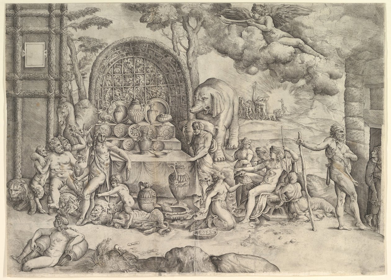 कामदेव और मानस का विवाह दायां पैनल, सीए। 1530-61। द्वारा बतिस्ता फ्रेंको वेनेज़ियानो