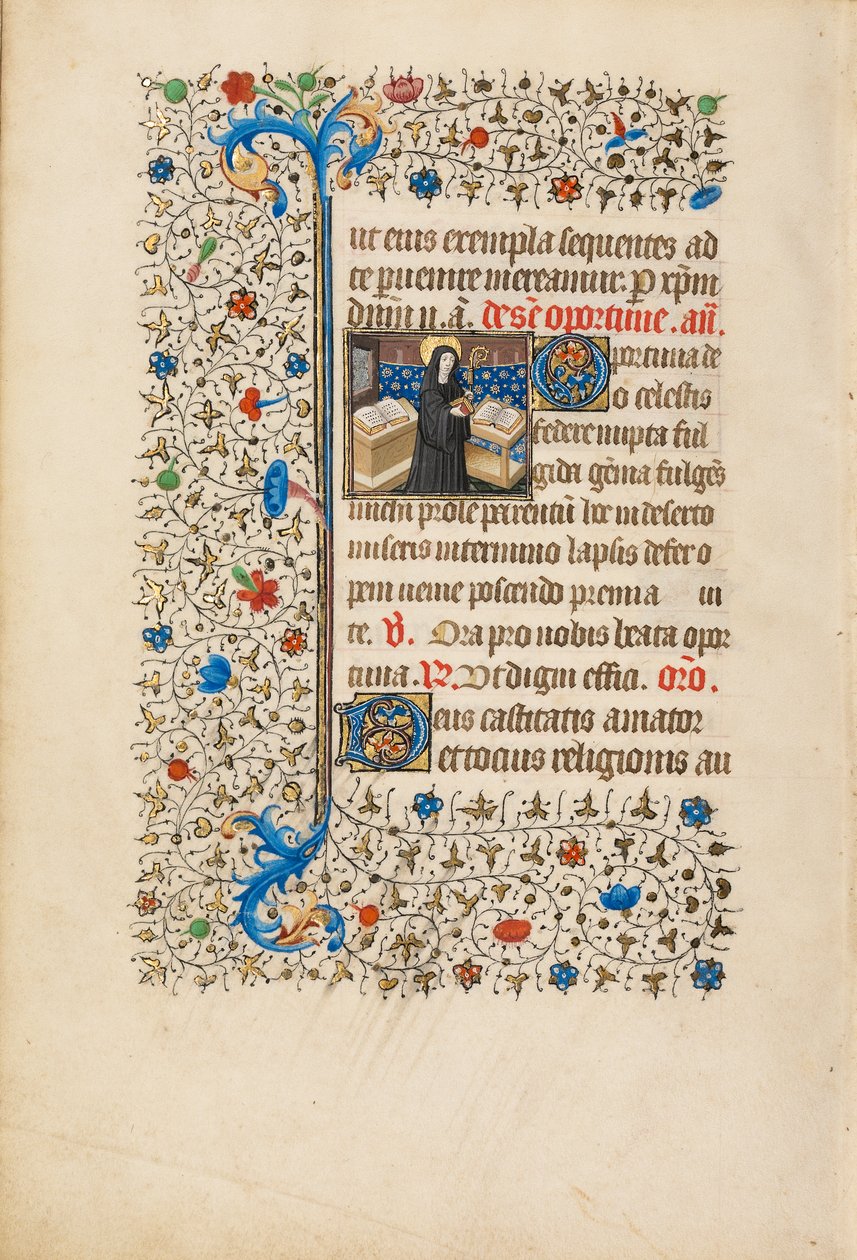 एक कर्मचारी और एक पुस्तक, c.1440-50 के साथ एब्स ने चुना (ताप, सोने की पत्ती, पेंट और स्याही चर्मपत्र पर) द्वारा बेडफोर्ड मास्टर कार्यशाला बेडफोर्ड मास्टर कार्यशाला