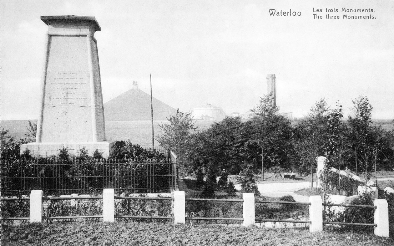 वाटरलू की लड़ाई, स्मारक पोस्टकार्ड c.1912 (फोटो गैलरी) के स्मारक के लिए तीन स्मारक बनाए गए द्वारा बेल्जियम का फोटोग्राफर