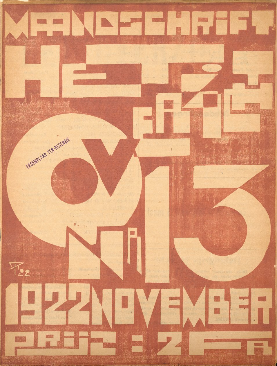 पत्रिका "हेटोवर्ज़िच", 1922 के नवंबर 1922 के अंक के लिए कवर द्वारा बेल्जियम स्कूल