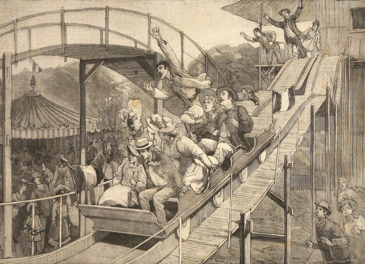 26 जुलाई 1891 को &39;ले पेटिट पैरिसियन&39; से सैंट-क्लाउड, रूसी पहाड़ों में फनफेयर दुर्घटना द्वारा बेल्ट्रैंड और क्लेयर गयोट, ई। डेटे