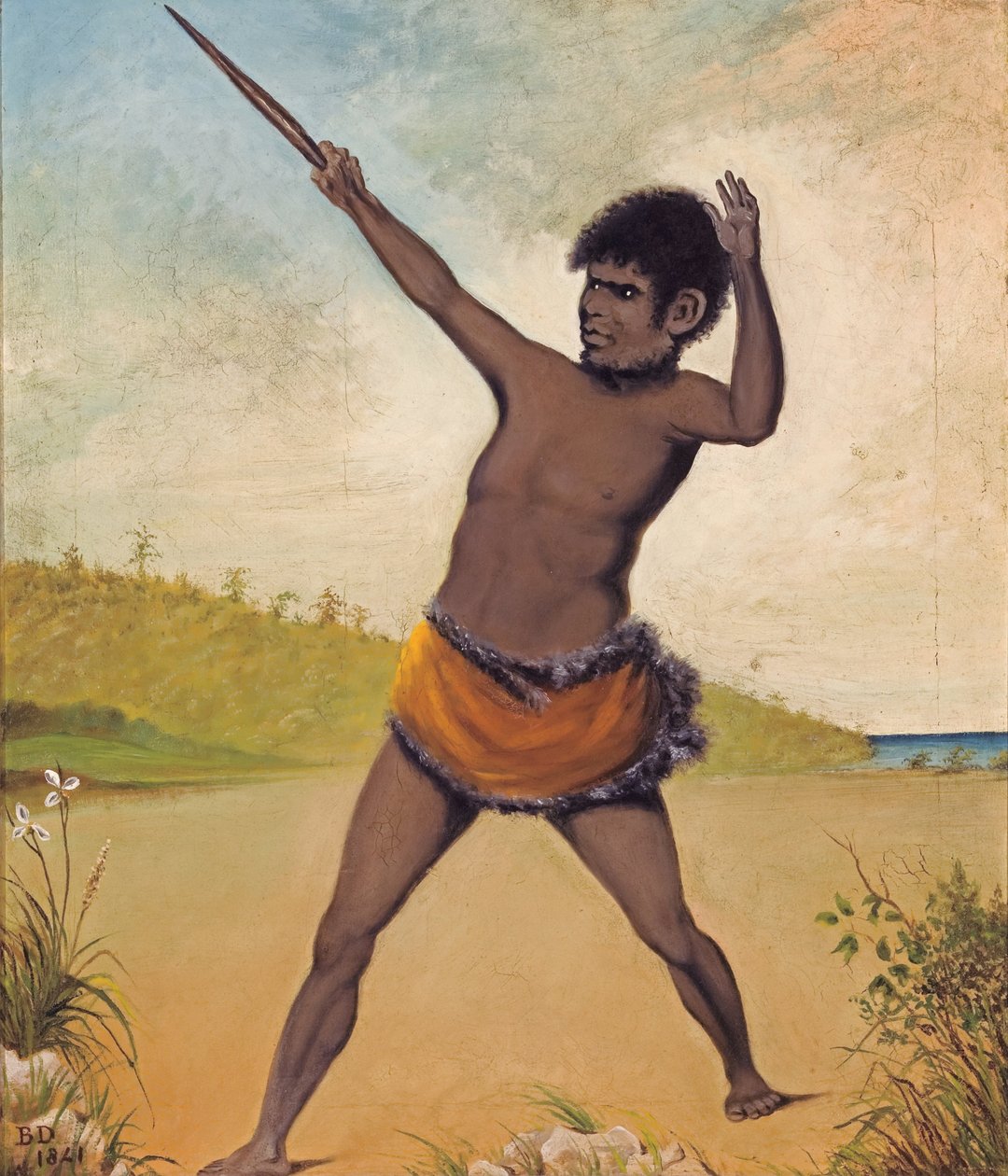 जैक, एक तस्मानियाई आदिवासी, एक क्लब पकड़े हुए द्वारा बेंजामिन डुट्ट्राऊ