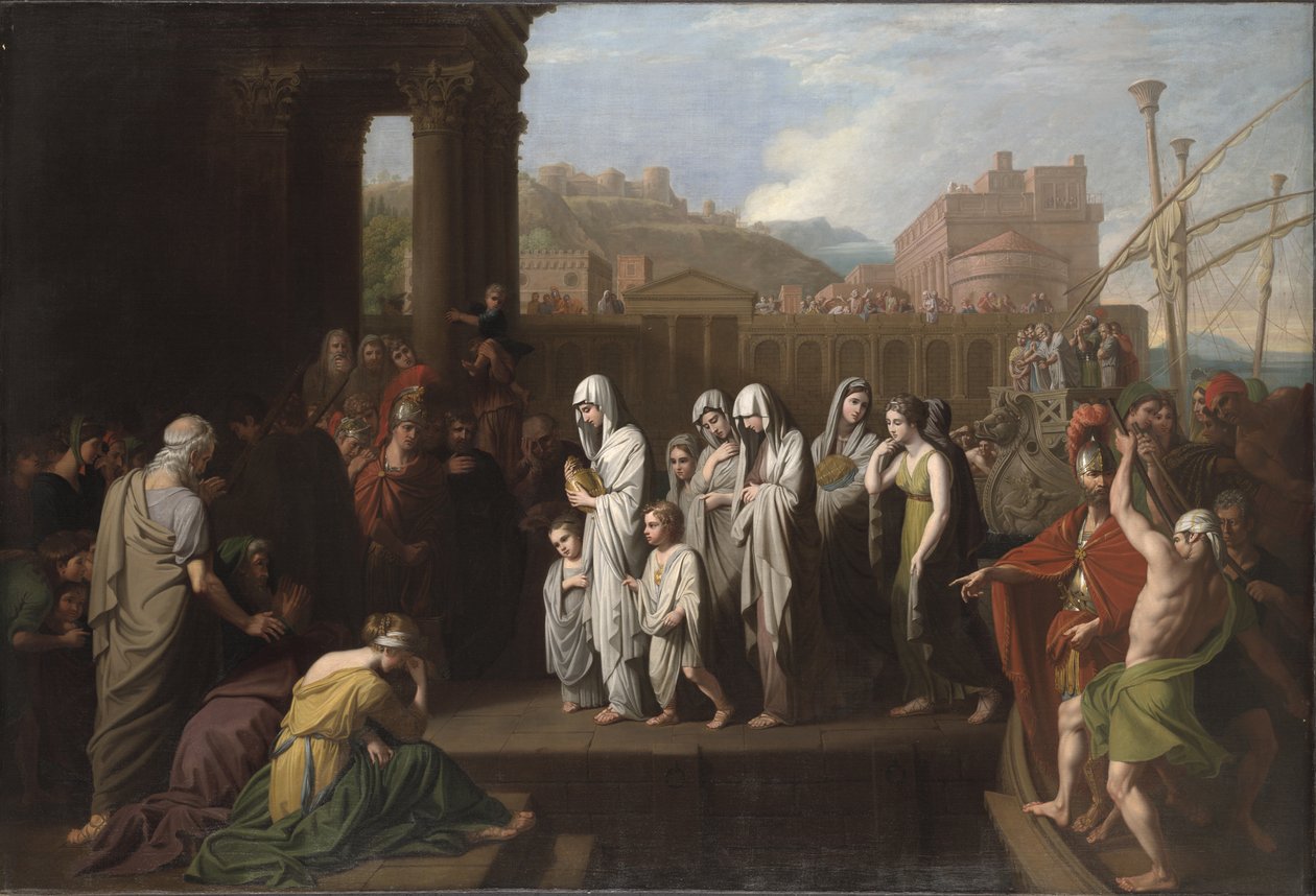 1768 के जर्मन के एशेज के साथ ब्रूंडिसियम में एग्रीपिना लैंडिंग द्वारा बेंजामिन पश्चिम