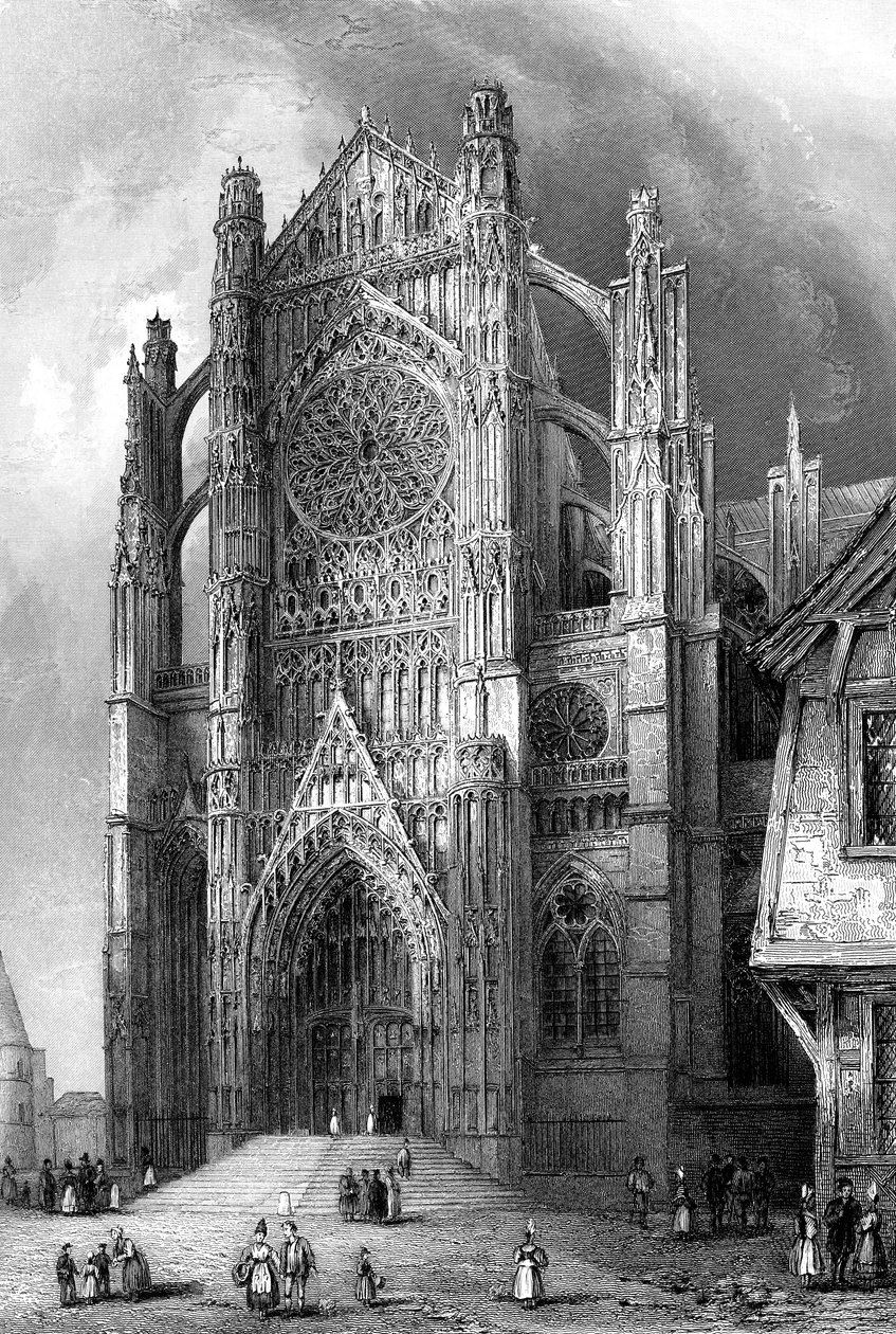 1836 में फ्रांस के ब्यूवैस कैथेड्रल का दक्षिण भाग। द्वारा बेंजामिन विंकल्स