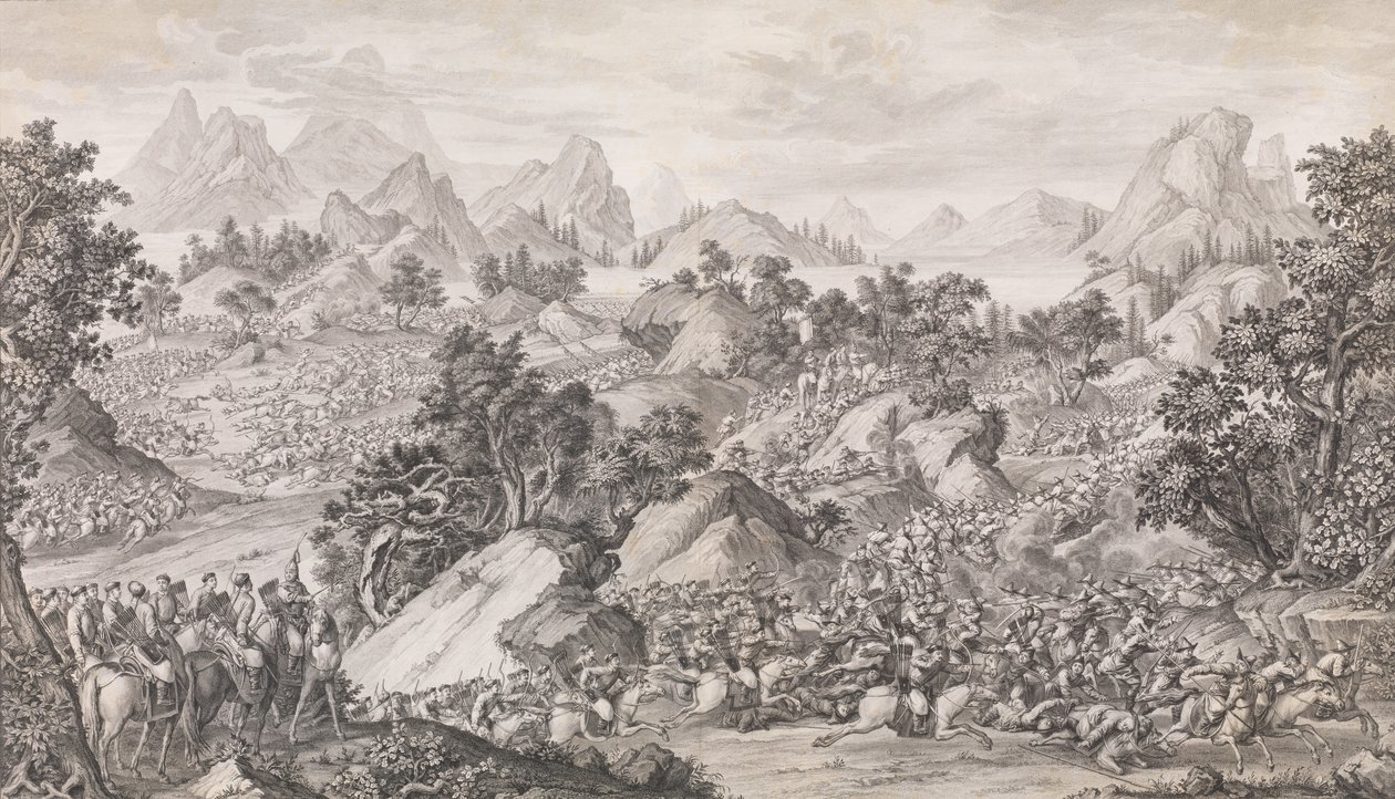Qos-qulaq की लड़ाई, 1774। द्वारा बेनोइट लुई प्रीवोस्ट