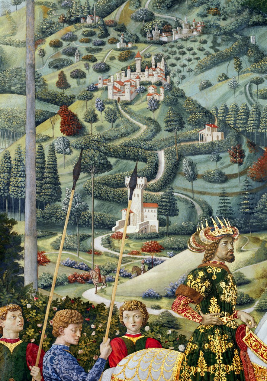 शानदार परिदृश्य, चैपल में मैगी चक्र की यात्रा से विस्तार, c.1460 द्वारा बेनोज़ो डी लेस डि सैंड्रो गूज़ोली