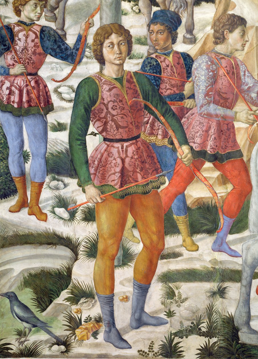 यकृत के तीरंदाज़ी, चैपल में मैगी चक्र की यात्रा से विस्तार, c.1460 फ्रेस्को विस्तार 707030 द्वारा बेनोज़ो डी लेस डि सैंड्रो गूज़ोली