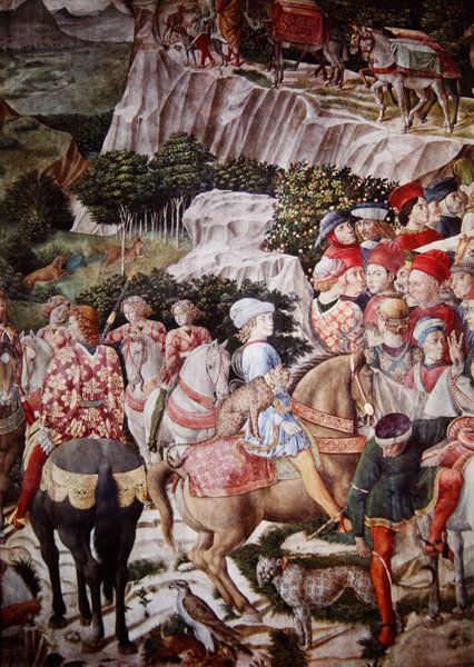 मागी का जुलूस, नाइट ऑफ़ द लेप विद तेंदुए का जुलूस मचियोर में, c.1460 (70601 का विस्तार) द्वारा बेनोज़ो डी लेस डि सैंड्रो गूज़ोली