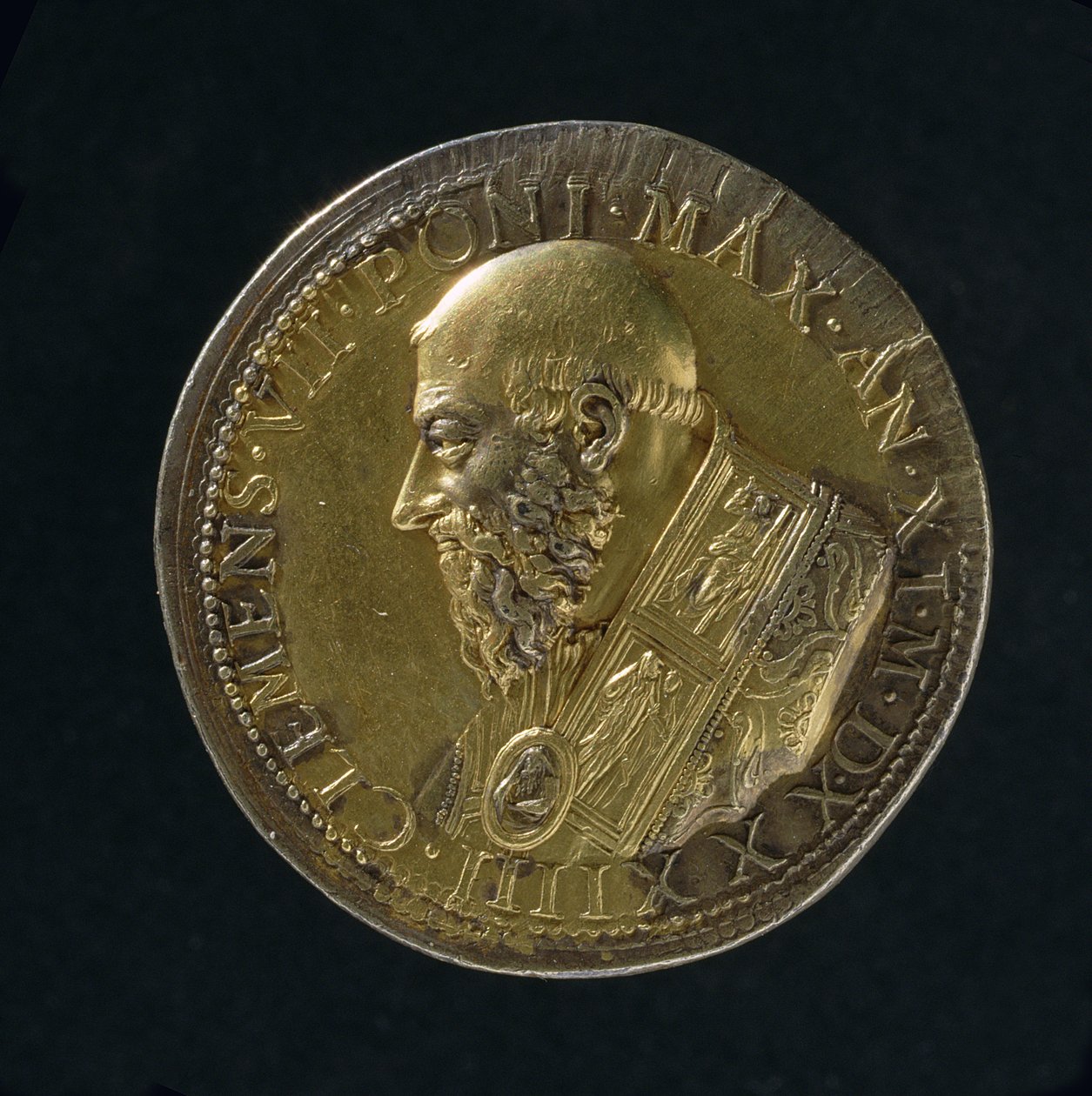 क्लेमेंट VII (1523-34) 1533 (कांस्य) का पोर्ट्रेट पदक (रेक्टो 108639 देखें) द्वारा बेनवेन्यूटो सेलिनी