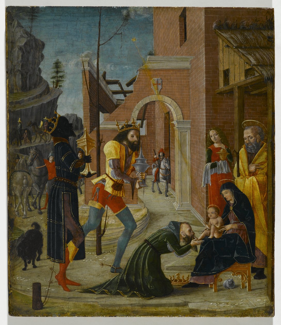 मागी की आराधना, c.1485-95 (पैनल पर तापमान) द्वारा बर्नडिनो जैकोबी ब्यूटिनोन