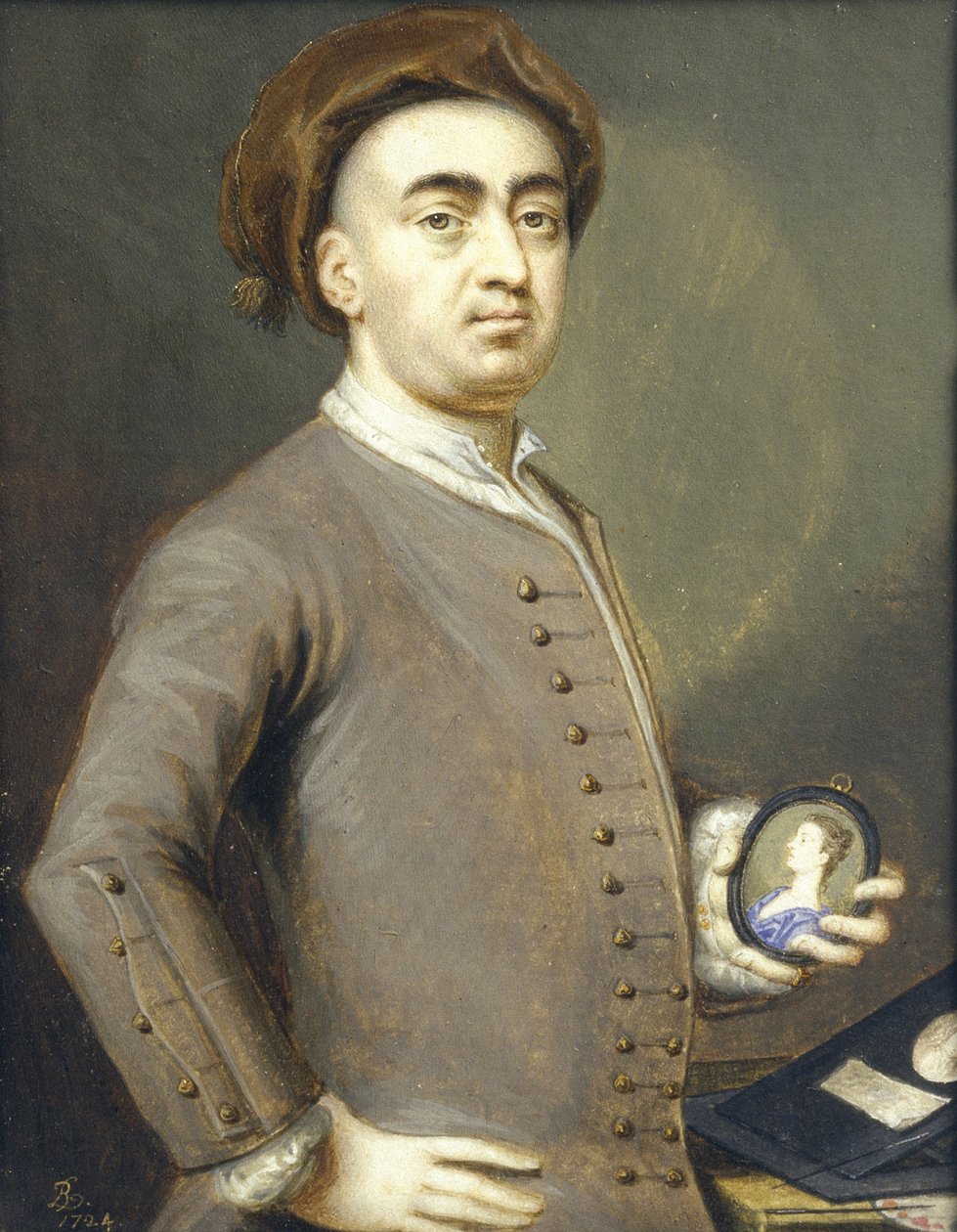 सेल्फ पोर्ट्रेट, 1724 (लघु) द्वारा बर्नार्ड III लेंस