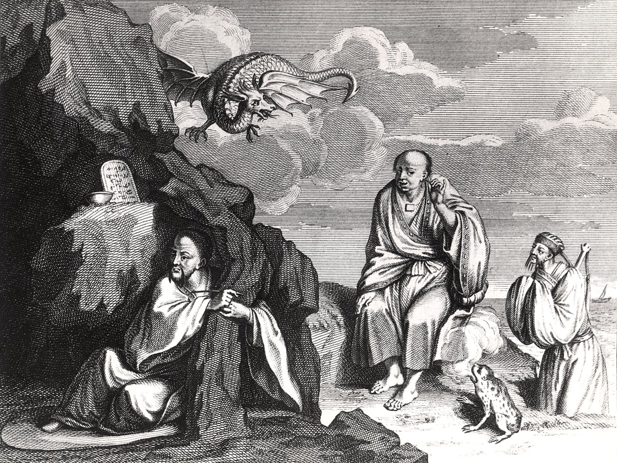 चीनी जादूगर और जादूगर, एम्सटर्डम, 1798 में प्रकाशित &39;समारोहों और धार्मिक रीति-रिवाजों के आदर्शों&39; का चित्रण द्वारा बर्नार्ड पिकार्ट