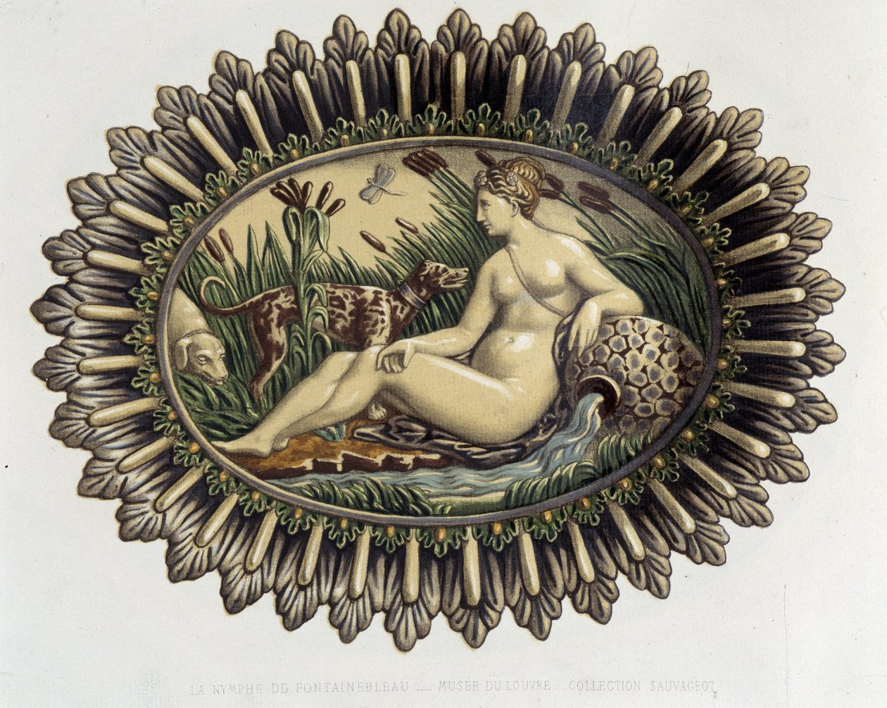 La nymph de Fontainebleau - सिरेमिक डिश, "बर्नार्ड पालिसी के काम" में सी। डेलेंज और सी। बोर्नमैन, पेरिस द्वारा द्वारा बर्नार्ड (बाद) पलीसी