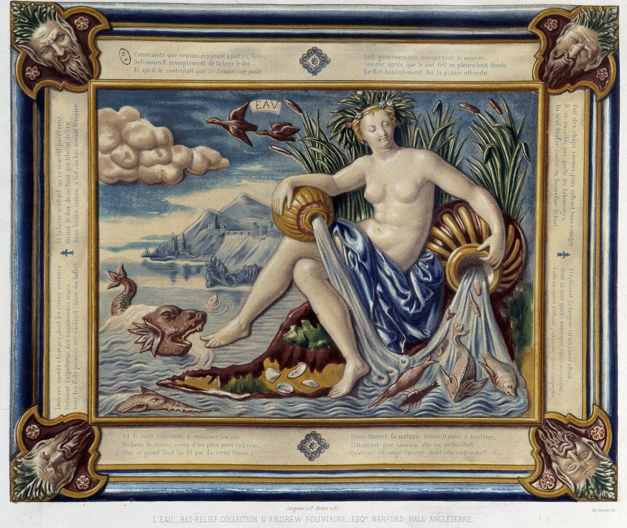 L'eau (ou versseau) - सी. डेलांगे और सी. बोर्नमैन, पेरिस द्वारा "द वर्क ऑफ़ बर्नार्ड पालिसी" में बेस-रिलीफ द्वारा बर्नार्ड (बाद) पलीसी