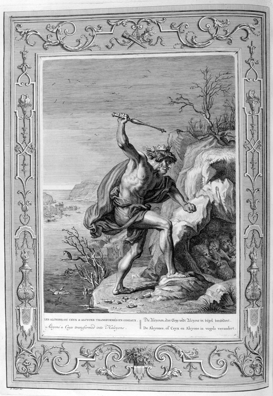 Alcyone और Ceyx पक्षियों में बदल गए, 1733 द्वारा बर्नार्ड पिकार्ट