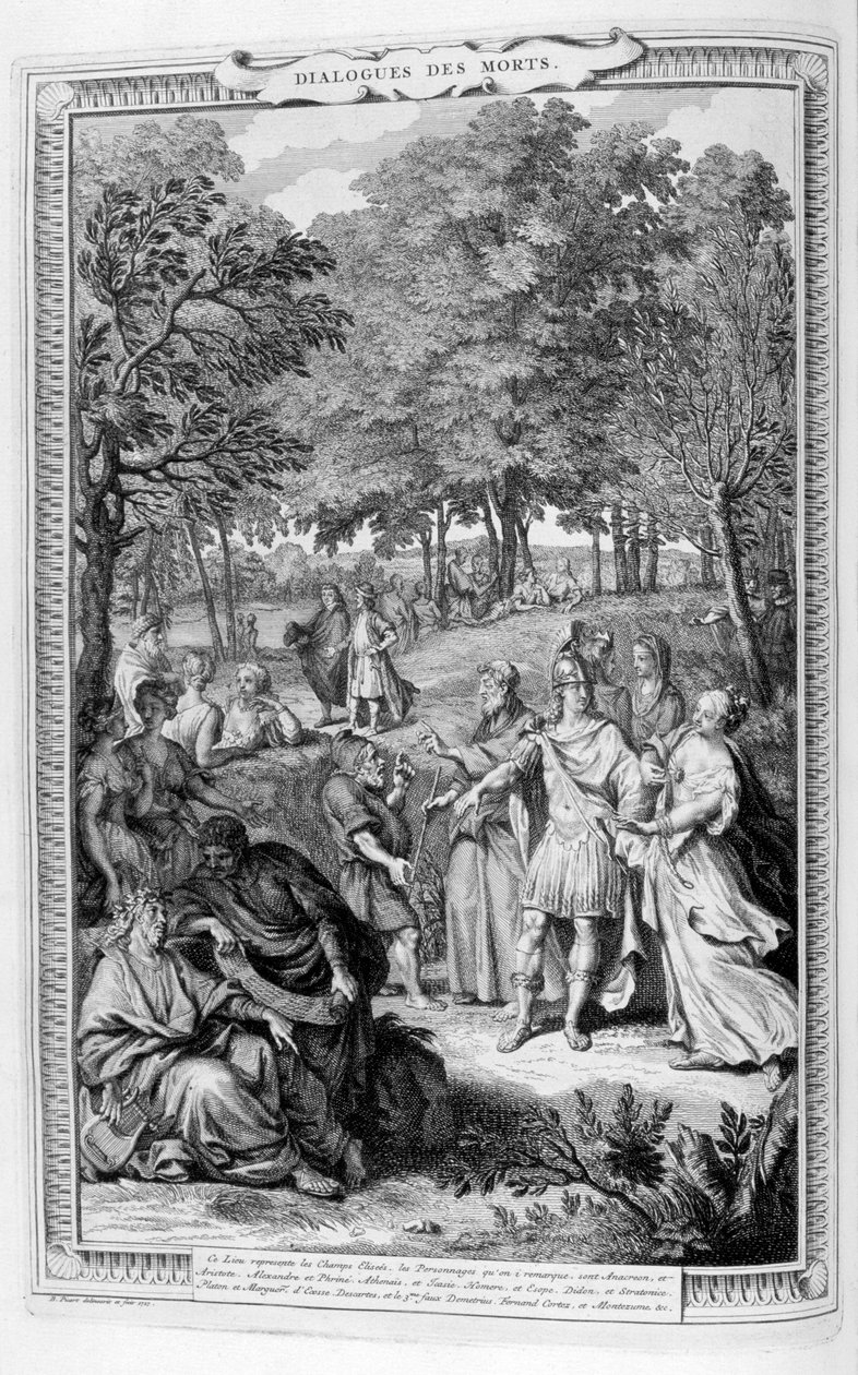 द डायलॉग्स ऑफ द डेड, 1728। द्वारा बर्नार्ड पिकार्ट