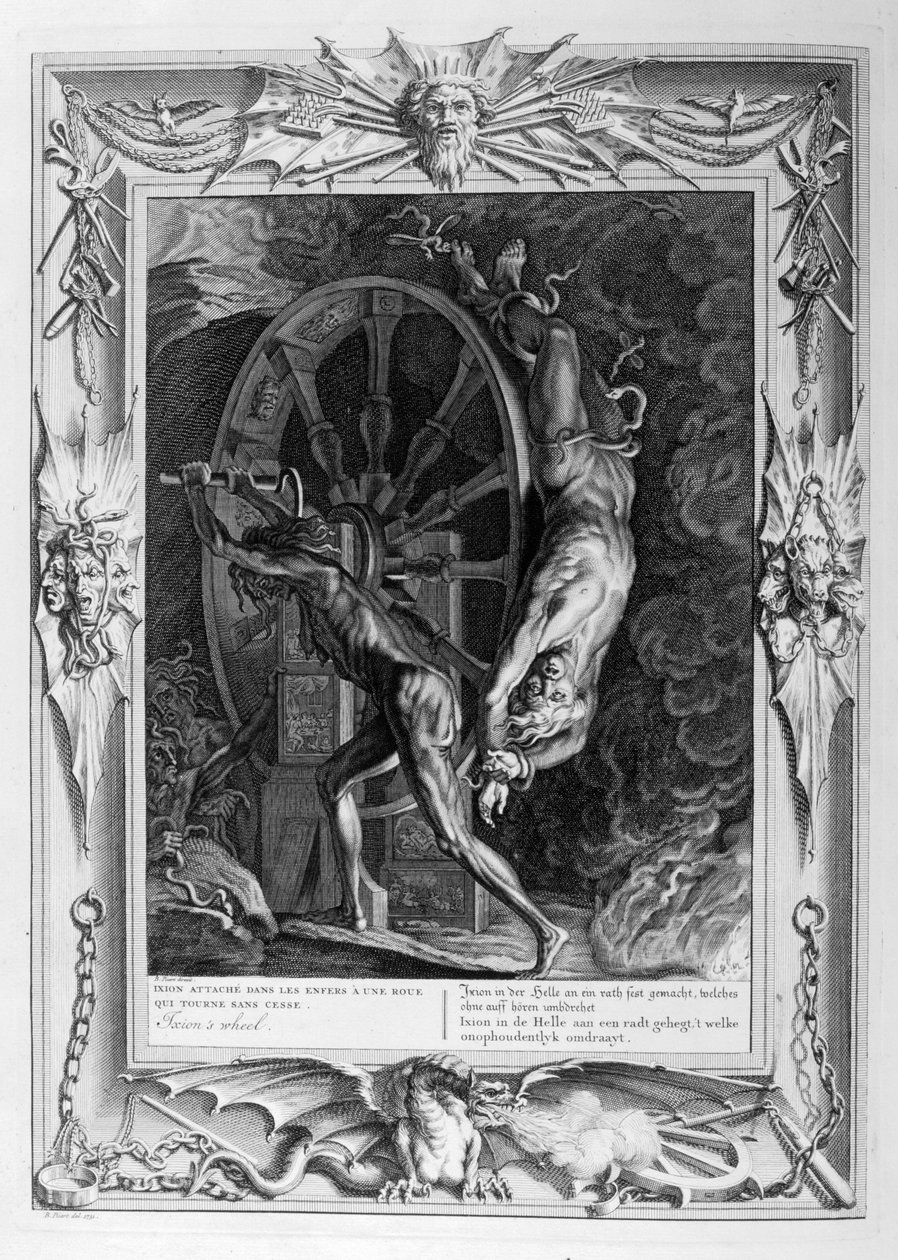 पहिए पर टार्टरस में Ixion, 1733 द्वारा बर्नार्ड पिकार्ट