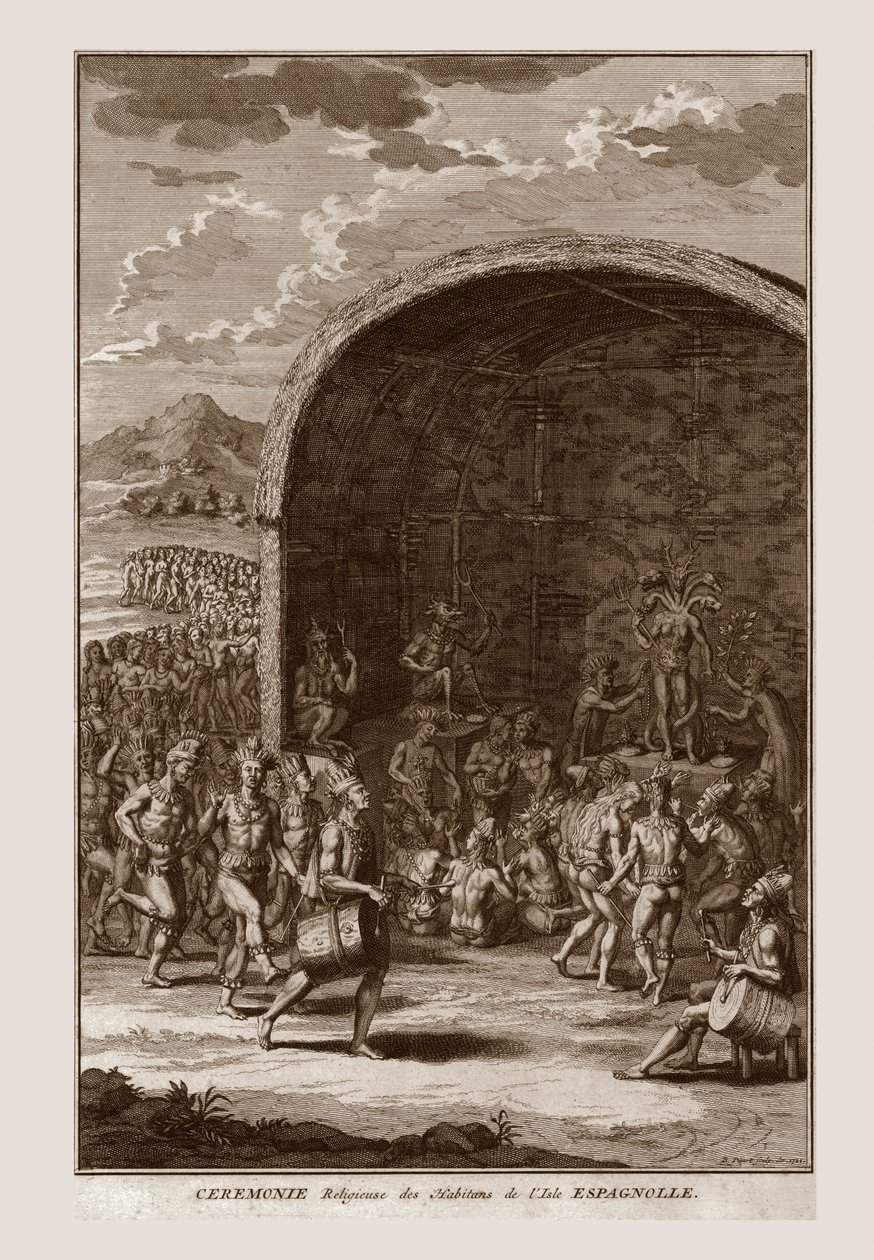 आइल ऑफ हिसपनिओला के इनहैंबेंट्स का धार्मिक समारोह, c1721। द्वारा बर्नार्ड पिकार्ट