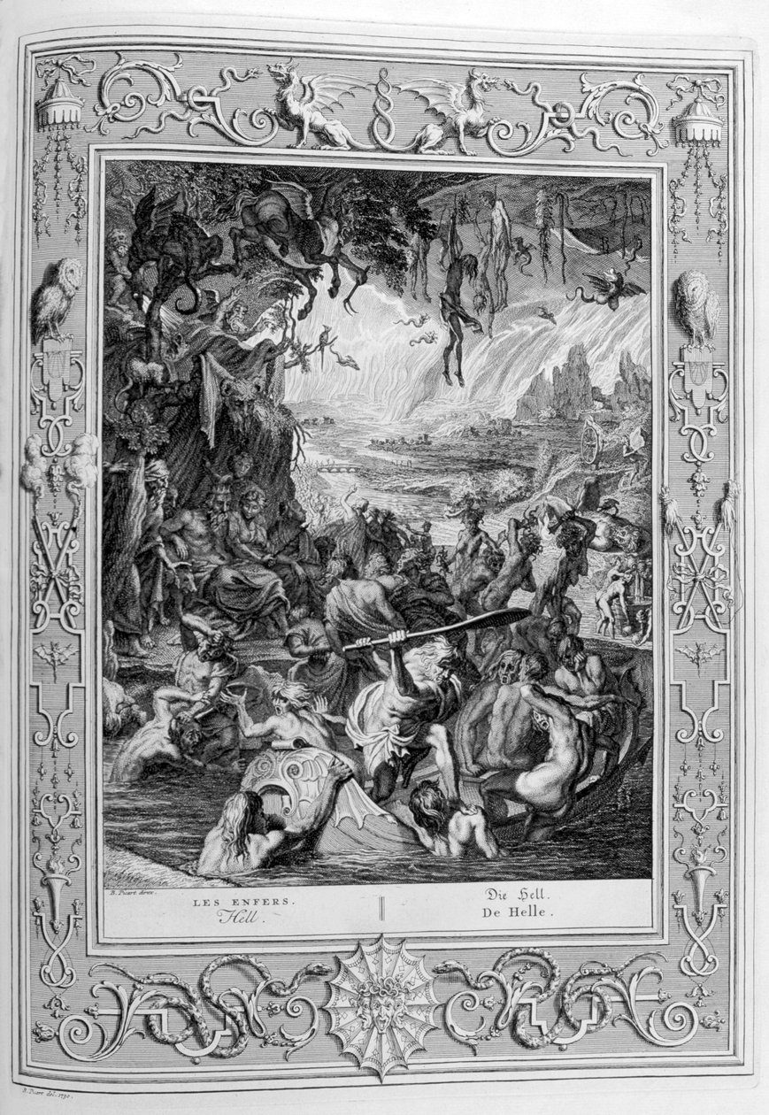 नर्क का दृश्य, 1733 द्वारा बर्नार्ड पिकार्ट