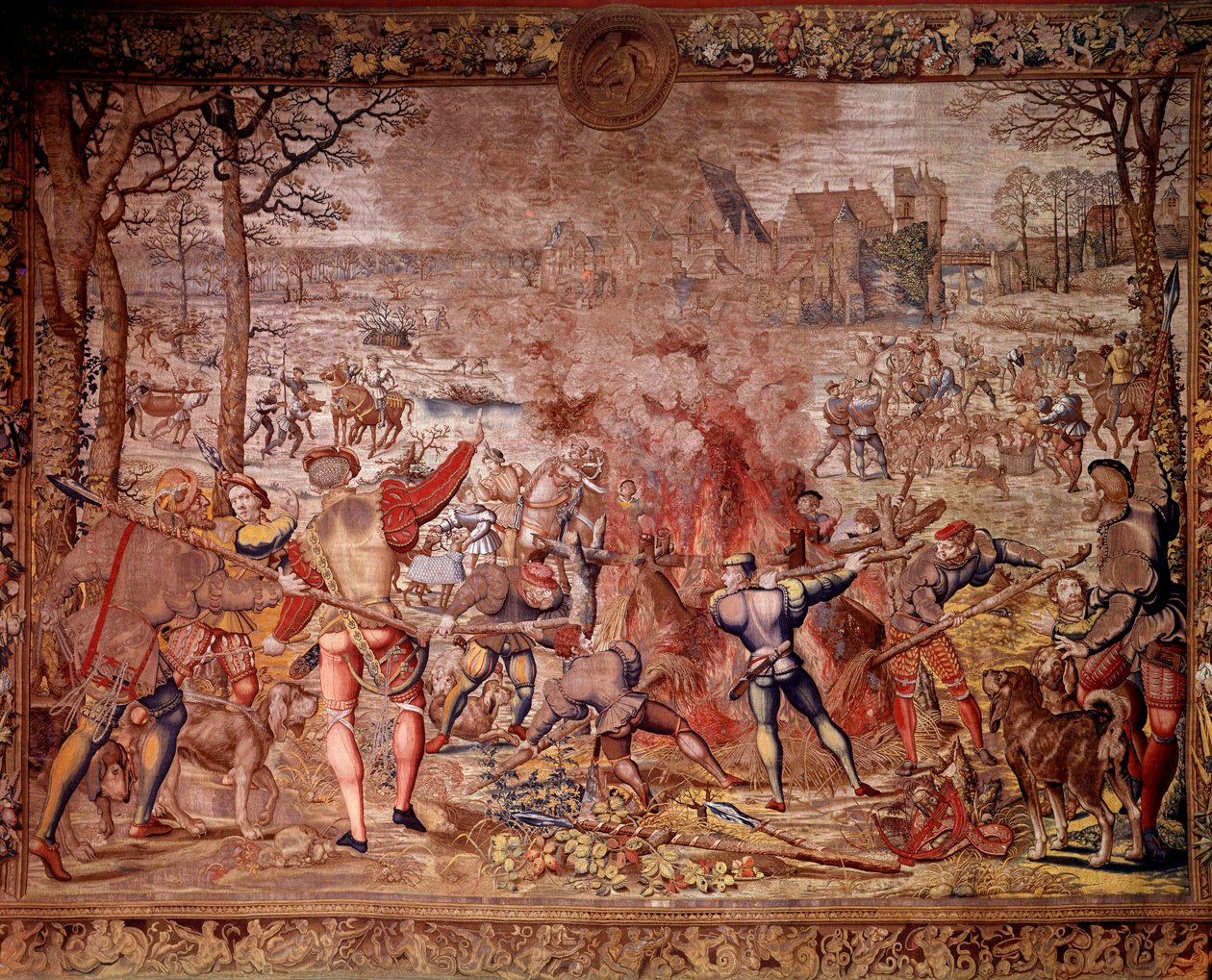 मैक्सिमिलियन के शिकार को "गुइज़ का सुंदर शिकार" कहा जाता है: जनवरी का महीना, कुंभ, जंगली सूअर का शिकार, फ्लेमबी, क्यूरी - फ्लेमिश कार्यशालाओं में बर्नार्ड वैन ऑरली (बैरेन्ड, बेरेंट, बर्नर्ट वैन ब्रुसेल) द्वारा बनाई गई टेपेस्ट्री द्वारा बर्नार्ड वैन (बाद) ओरली