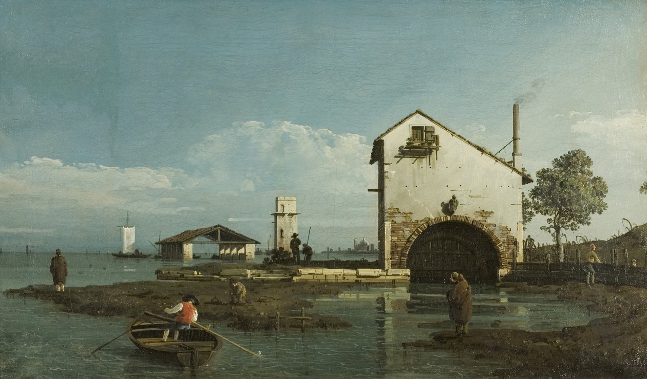 Capriccio, लैगून, c.1743 (कैनवास पर तेल) द्वारा बर्नार्डो बेलोट्टो (कैनेलेटो)