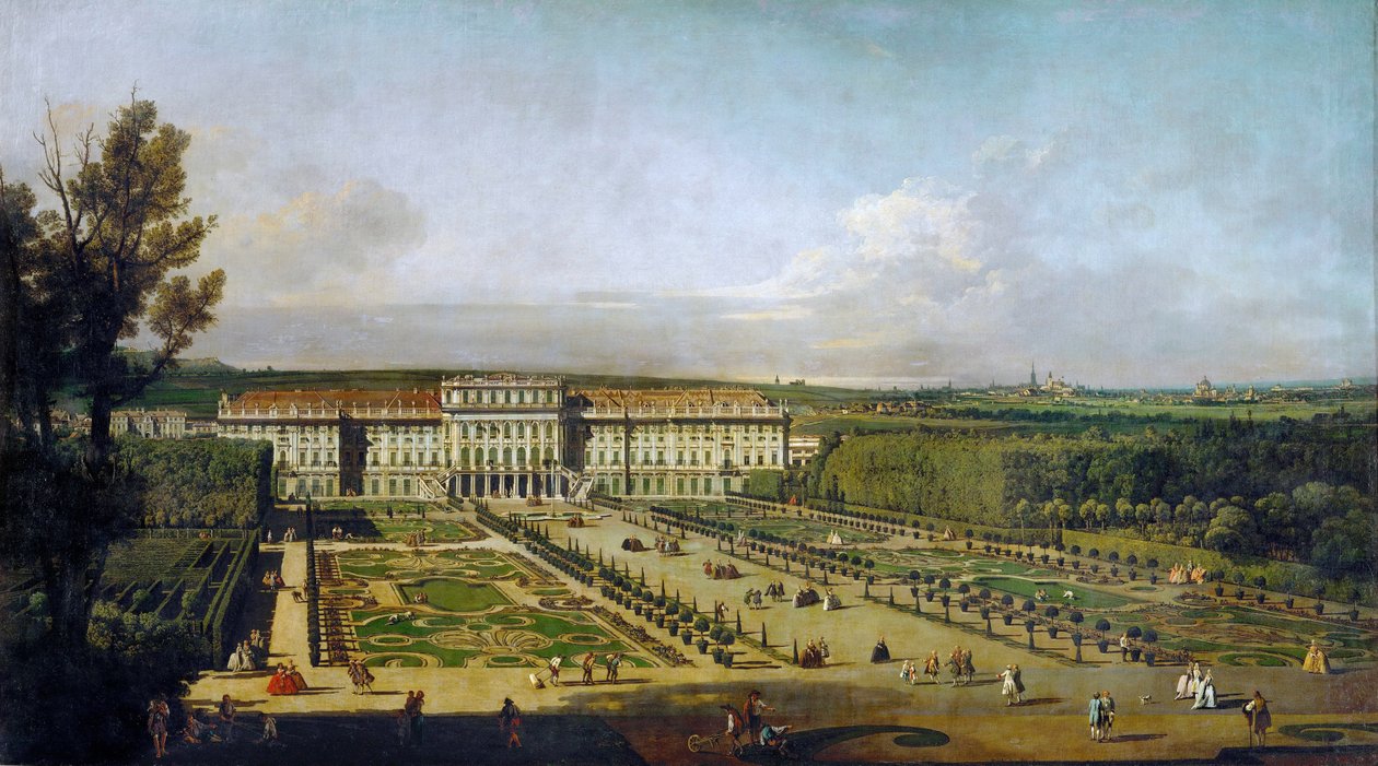 Schönbrunn पैलेस बागानों से देखा गया, 1758 और 1761 के बीच द्वारा बर्नार्डो बेलोट्टो (कैनेलेटो)