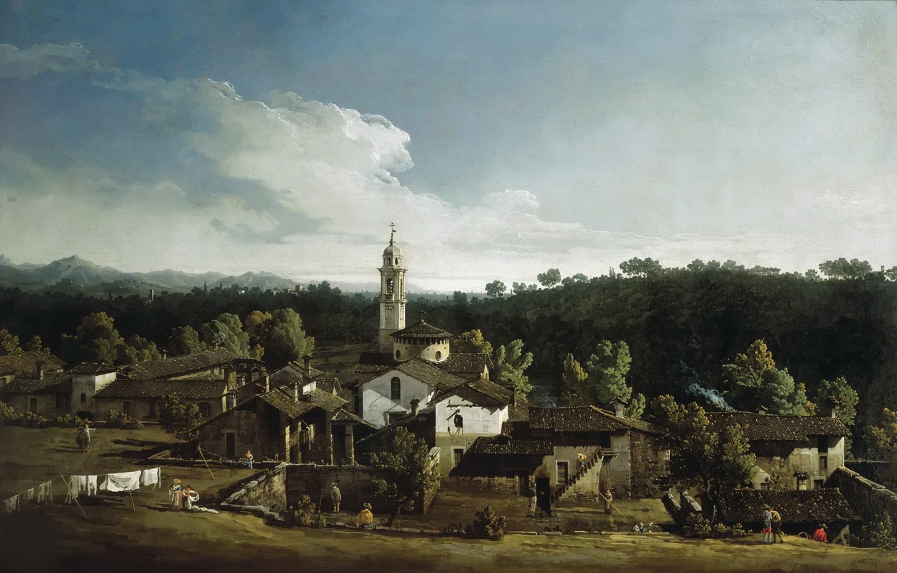 गज़ादा का दृश्य, 1744। द्वारा बर्नार्डो बेलोट्टो (कैनेलेटो)