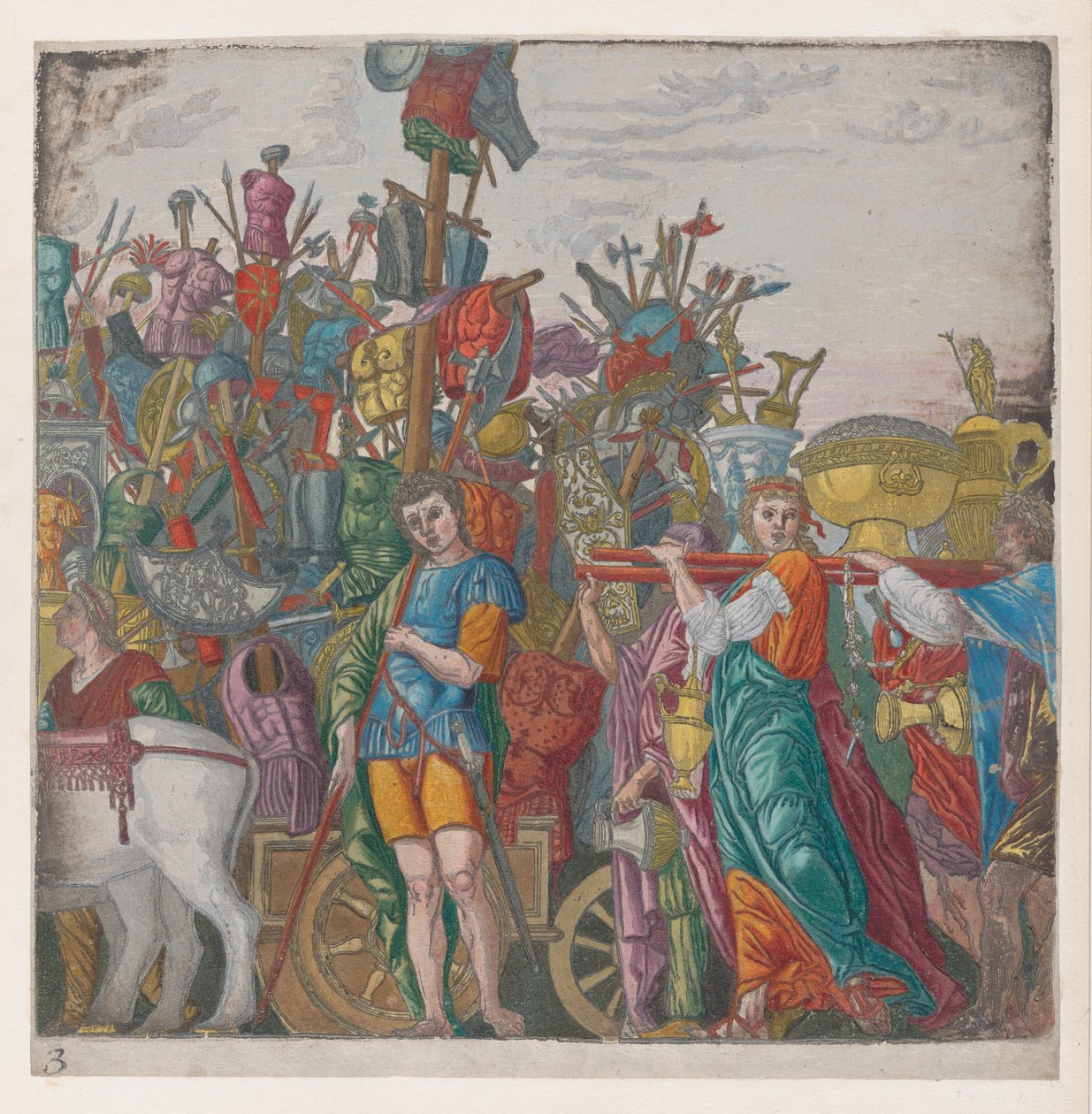 शीट 3: जूलियस सीजर की विजय से युद्ध की ट्राफियां, 1599., 1599। द्वारा बर्नार्डो मालपिज़ि