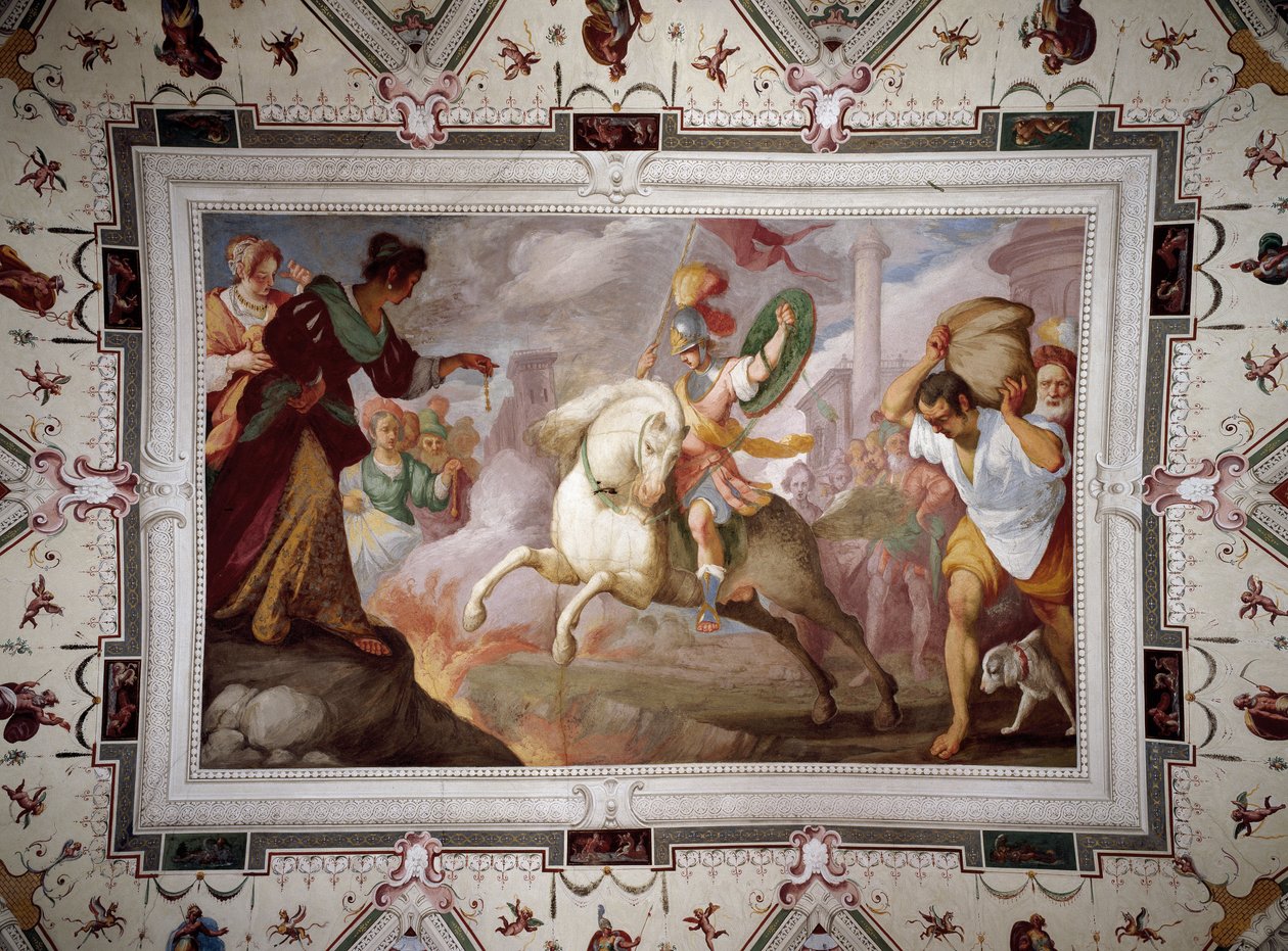 द डेथ ऑफ़ माक्र्स कर्टियस, विला सेंटूरियोन, साम्पीडेरैना, 1613-15 द्वारा बर्नार्डो स्ट्रोज़ी