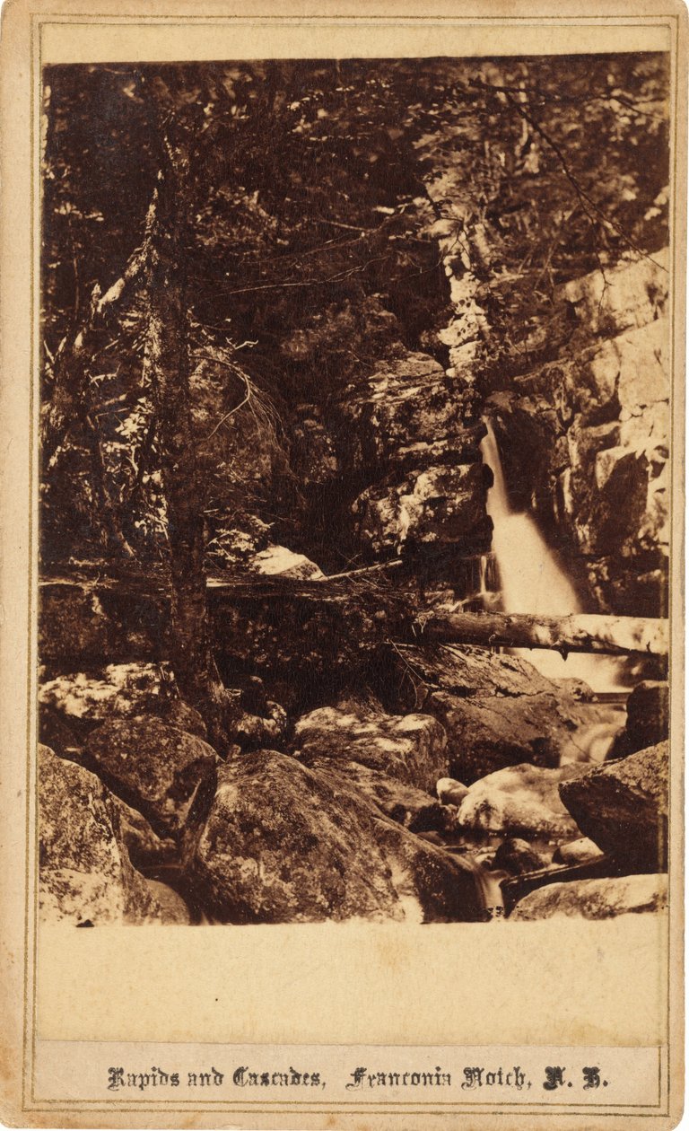 रैपिड्स एंड कैस्केड्स, फ्रेंकोनिया नॉच, न्यू हैम्पशायर, 1860। द्वारा बियरस्टेड ब्रदर्स