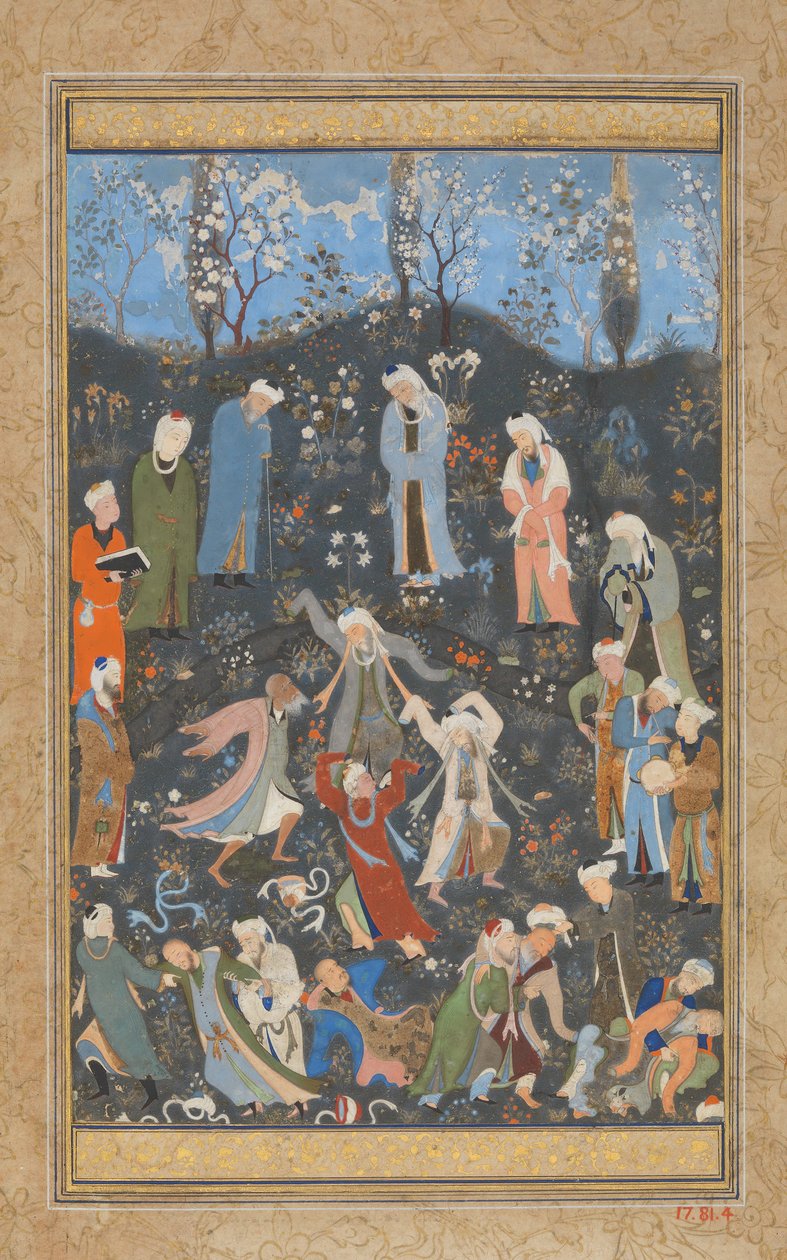 डांसिंग दरवेश, हाफिज के दीवान से फोलियो, सीए। 1480. द्वारा Bihzad