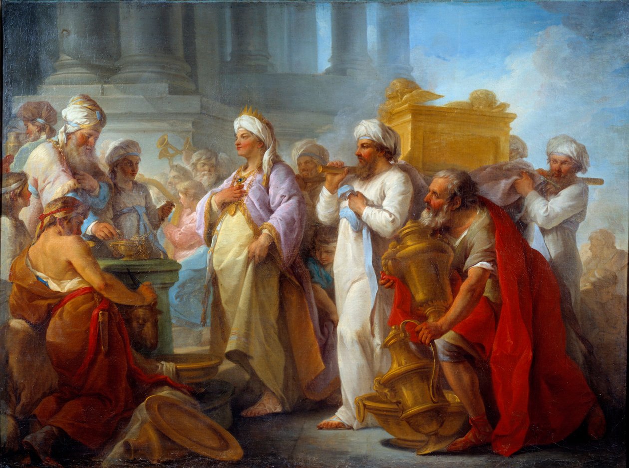 ब्लेज़ निकोलस ले सुयूर (1716-1783) 1747 सन द्वारा एलायंस पेंटिंग के सन्दूक के सामने सुलैमान। 0.96x1.27 मीटर केन, ललित कला संग्रहालय द्वारा ब्लेज़ निकोलस ले सुयूर