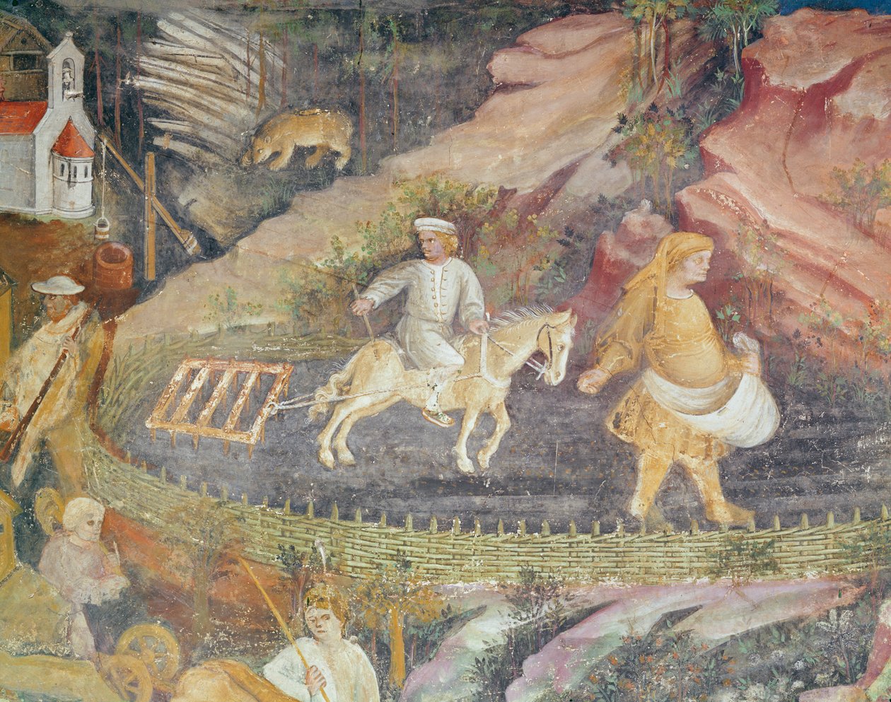 अप्रैल का महीना, जुताई का विवरण, c.1400 द्वारा बोहेमियन स्कूल