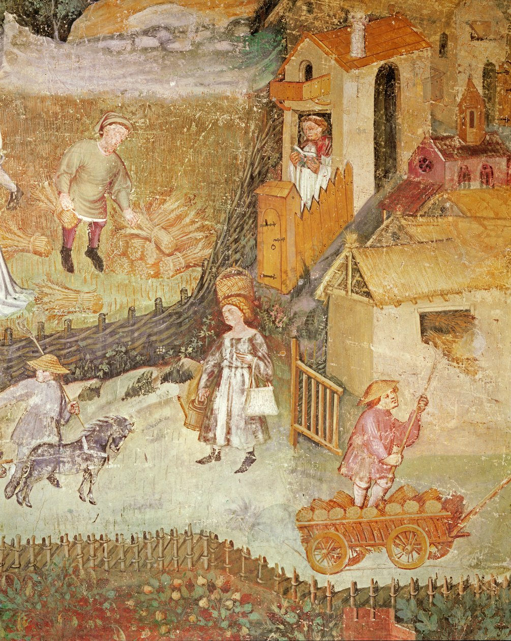 अगस्त का महीना, एक खेत का विस्तार, c.1400 द्वारा बोहेमियन स्कूल