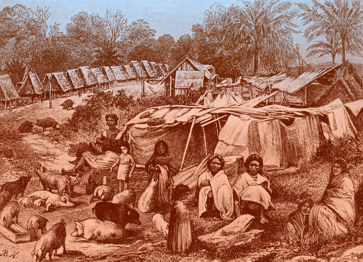 पनामा गाँव, 19वीं सदी के अंत में। द्वारा बोहुस्लाव क्रुपा