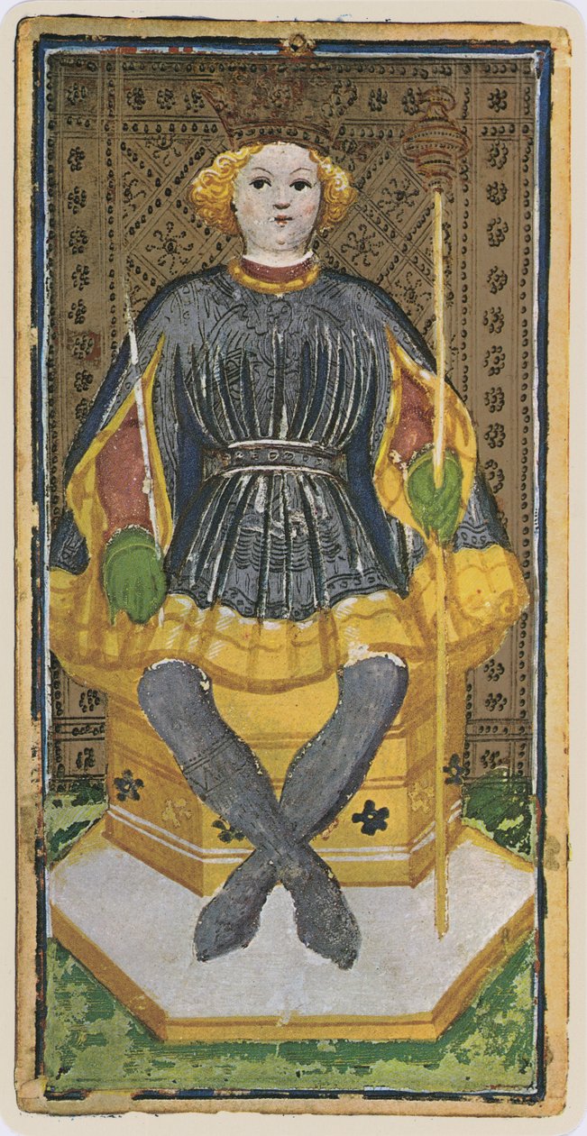 किंग्स ऑफ वैंड्स, &39;विस्कोन्टी&39; डेक से टैरो कार्ड की प्रतिकृति, 1441-47 द्वारा बोनिफेसिओ बेम्बो