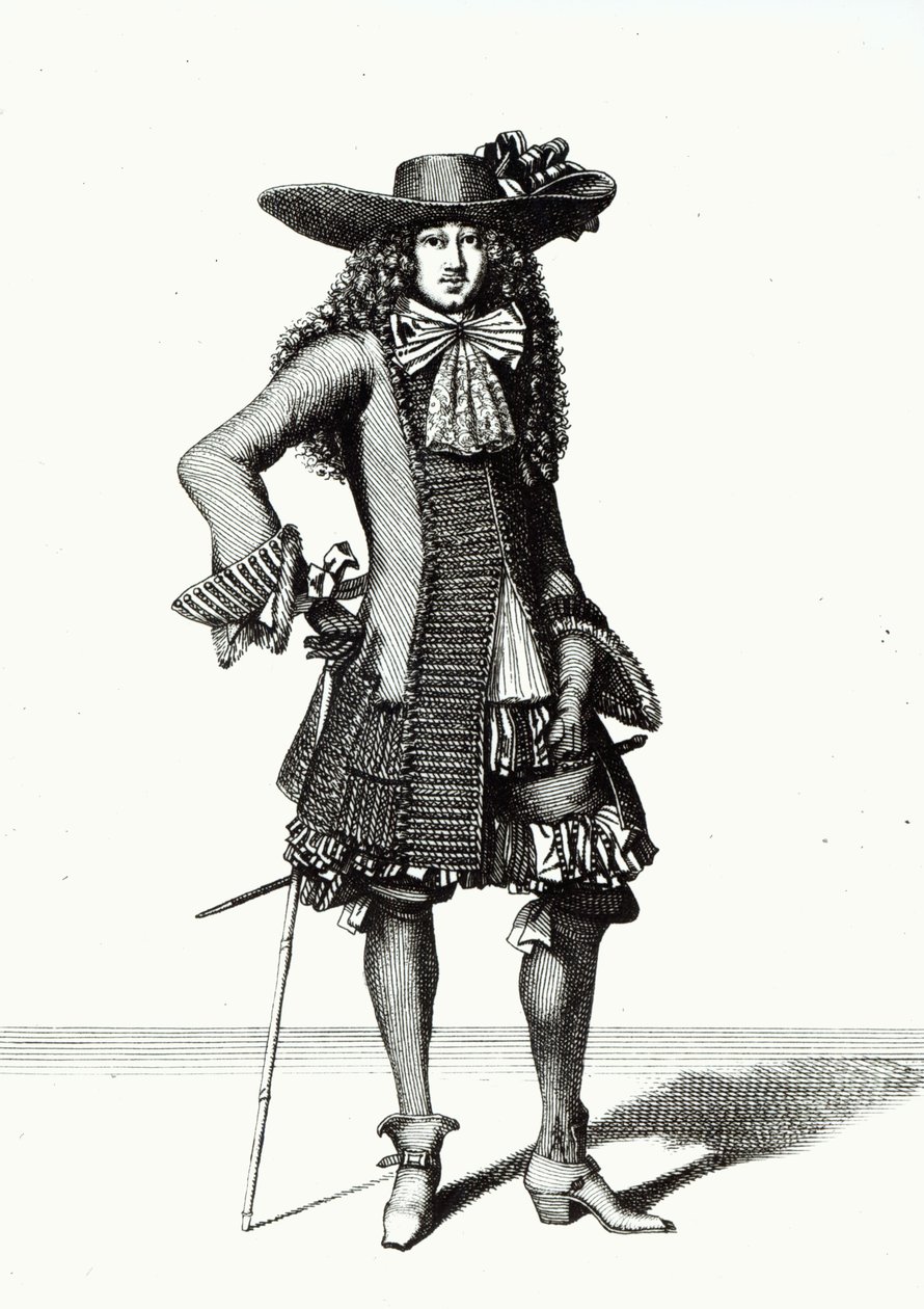 समर स्वॉर्ड ड्रेस, 1675 (bw प्रिंट) द्वारा निकोलस बोनार्ट
