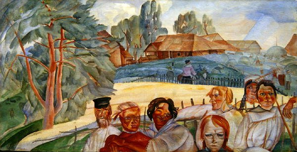 रूस, रूस के चक्र चेहरे से, 1917 (कागज पर wc और gouache) द्वारा बोरिस दिमित्रिच ग्रिगोरीव