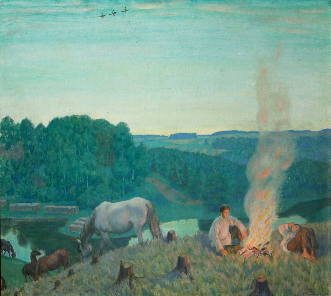 कैम्प फायर, 1916 द्वारा बोरिस मिखाइलोविच कुस्तोडीव