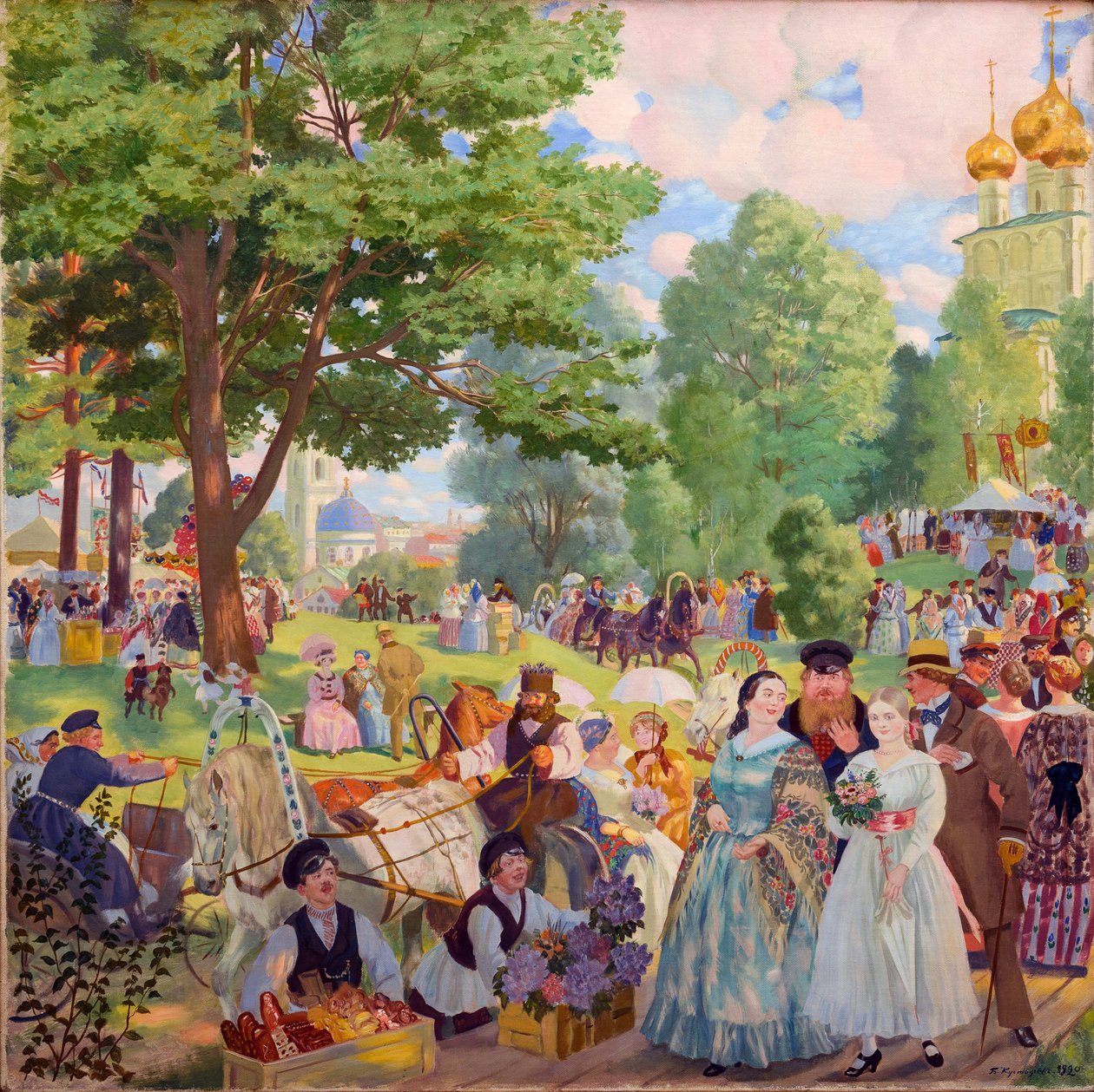 Fete de la Sainte Trinite - पवित्र ट्रिनिटी का पर्व Kustodiev, बोरिस Michaylovich (1878-1927)। तेल के रंगों से केन्वस पर बना चित्र द्वारा बोरिस मिखाइलोविच कुस्तोडीव