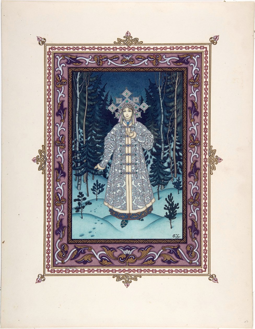 Snegourotchka ( या Snegourka, la Phile de neige) - परी कथा Snegurochka par Zvorykin के लिए चित्रण, बोरिस वासिलिविच (1872-1935 के बाद), c. 1925 - रंग लिथोग्राफी, 27,3x20,5 - निजी संग्रह द्वारा बोरिस वासिलिविच ज़्वोरिंक