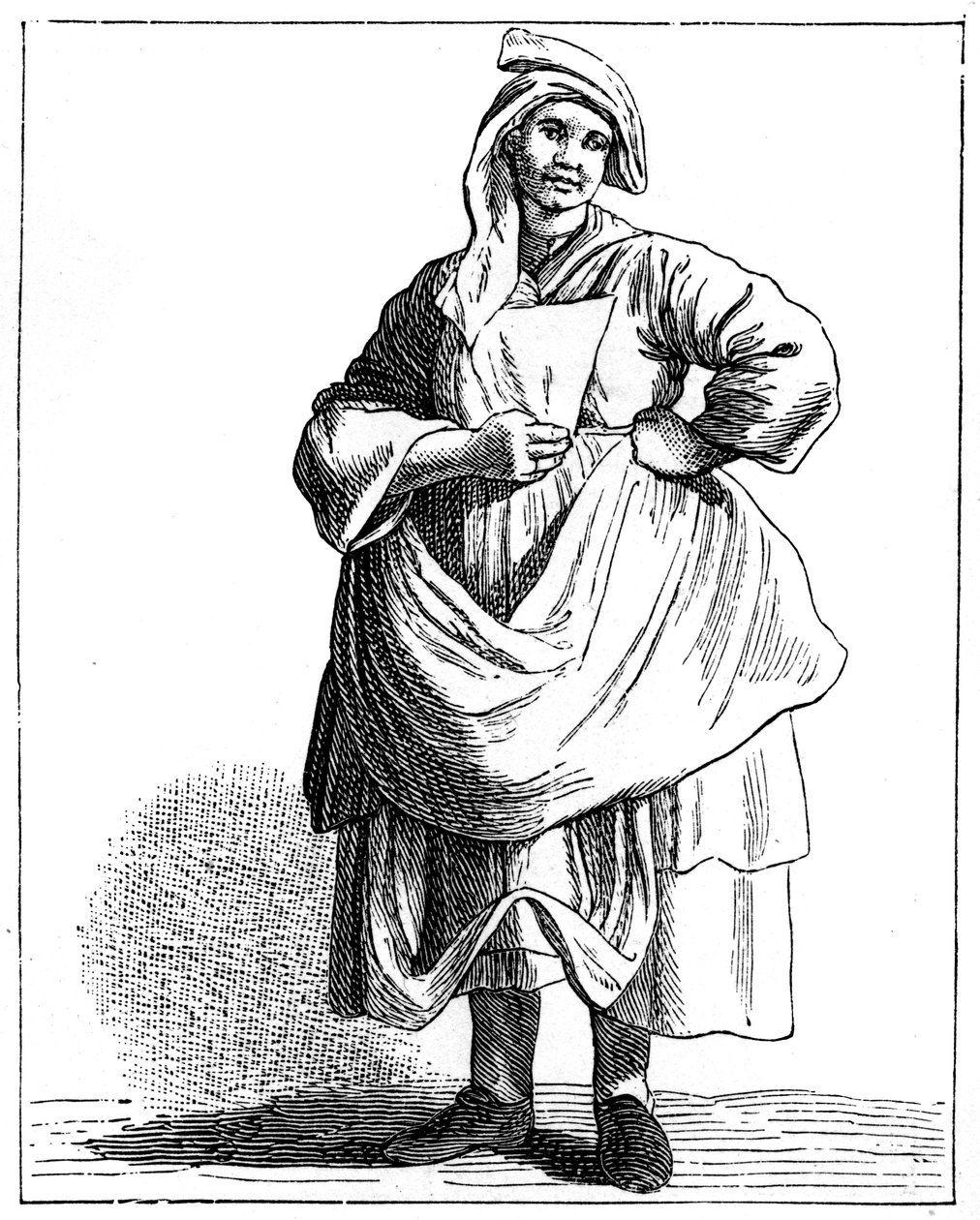 पुरानी टोपियों में काम करने वाली महिला, 1737-1742। द्वारा bouchardon