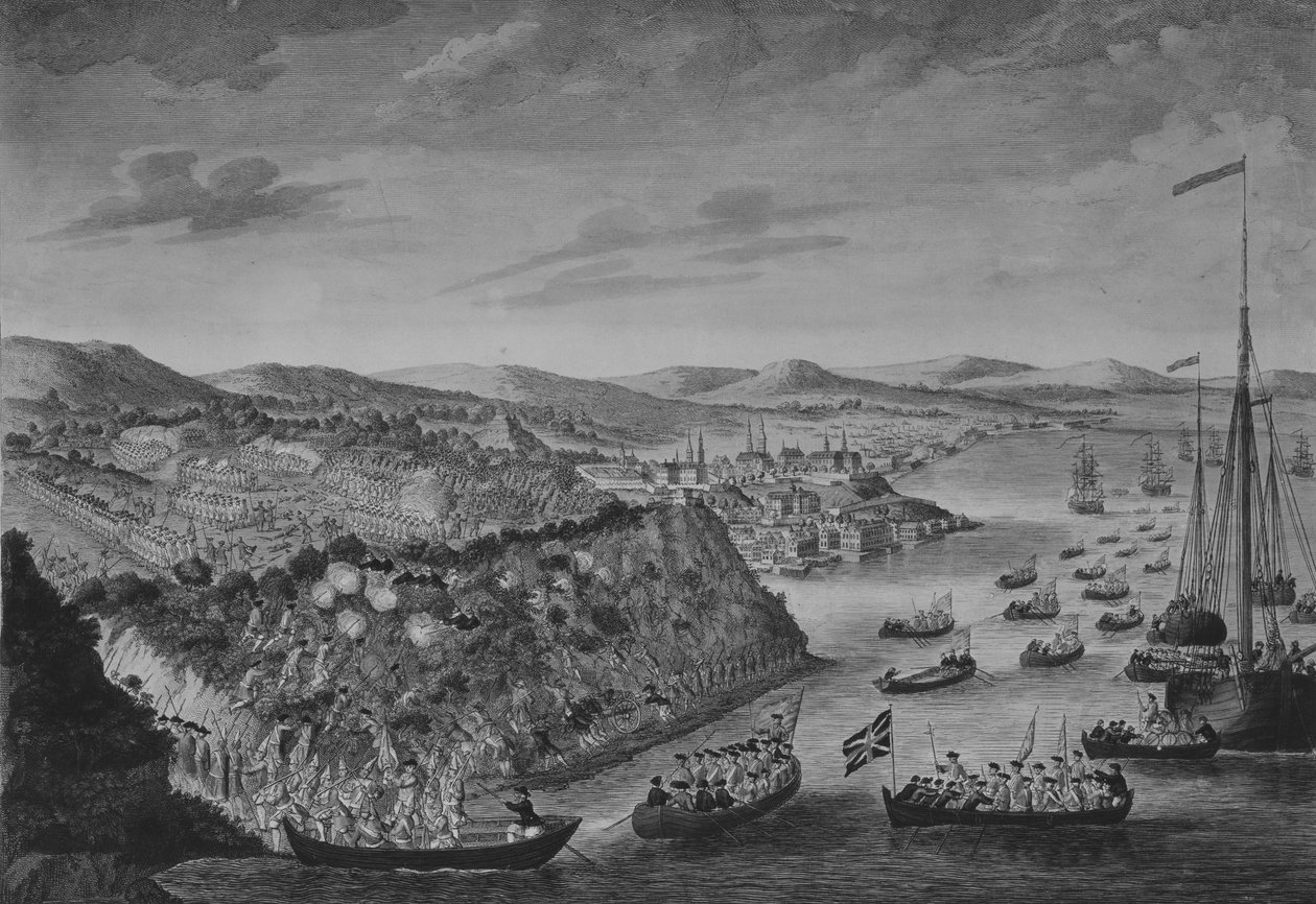 क्यूबेक के टेकिंग का एक दृश्य, 13 सितंबर, 1759, सीए। 1760. द्वारा बाउल्स और कार्वर