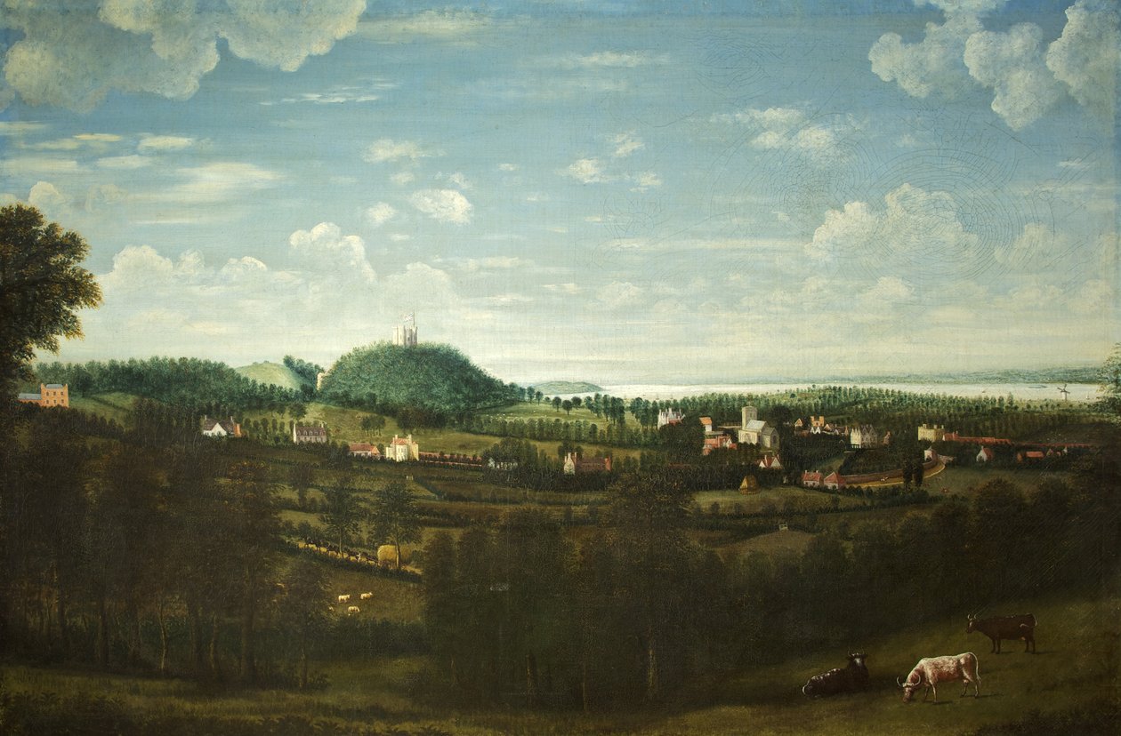 हेनबरी विलेज का दृश्य, c.1720 (कैनवास पर तेल) द्वारा ब्रिटिश स्कूल