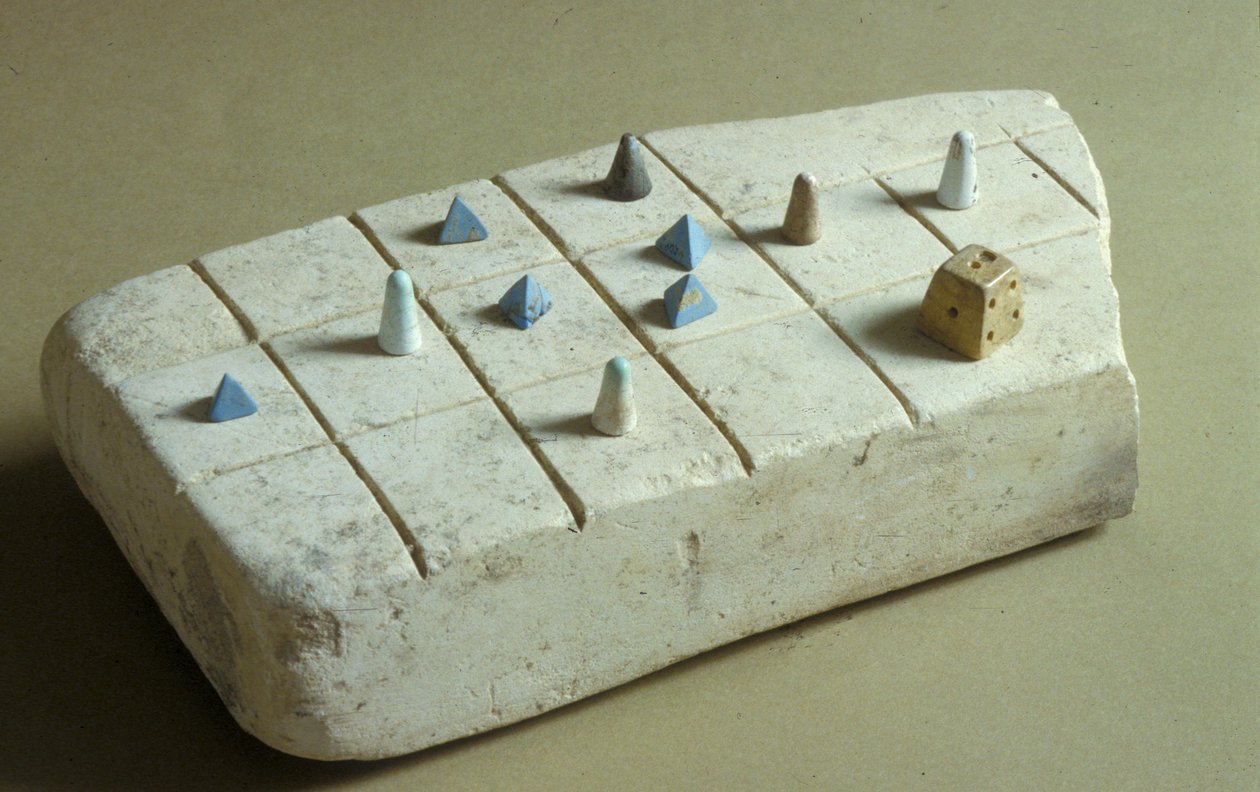 गेम बोर्ड के टुकड़े के साथ खेल, बताओ Beit Mirsim, जॉर्डन से, c.1200 ईसा पूर्व (चूना पत्थर) द्वारा कांस्य युग