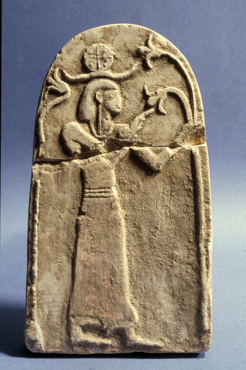 जीवन के पेड़, कनानी काल (1500-1200 ईसा पूर्व) (चूना पत्थर) की पूजा करने वाले देवता का चित्रण द्वारा कांस्य युग
