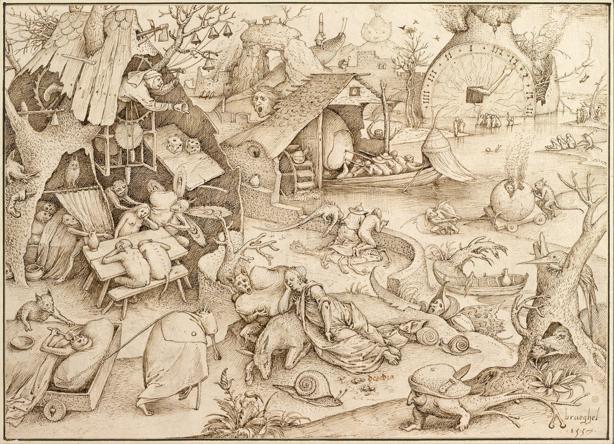 एसेडिया स्लॉथ सीरीज़ सी डेडली सिंस से, 1557 द्वारा Bruegel